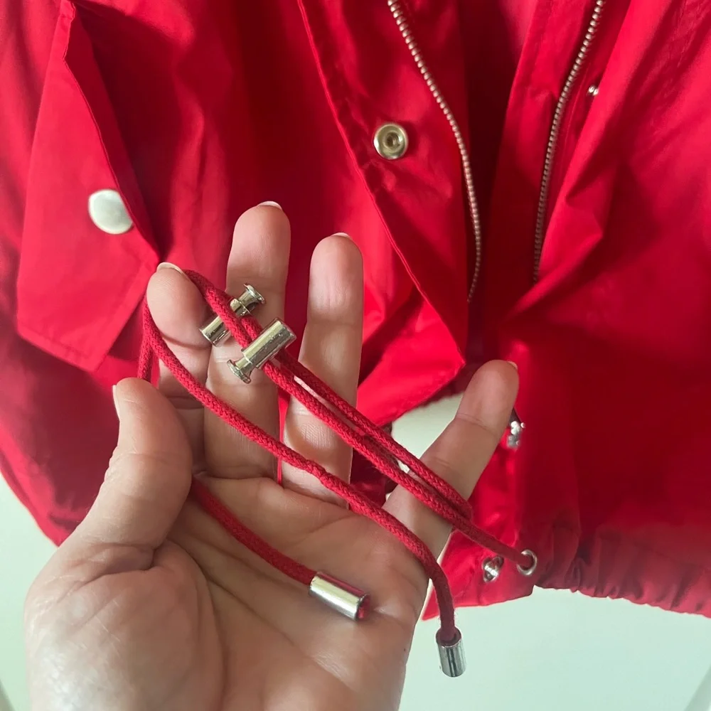 Style & Co Red Packable Hooded Anorak Utility Jacket Lightweight Windbreaker XL
